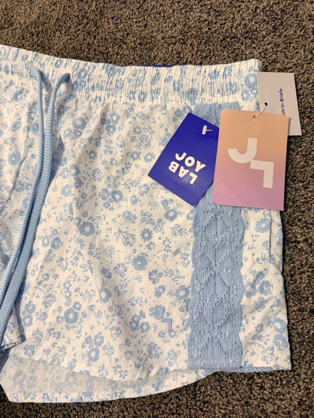 JoyLab Light Blue Floral Lace Trim Sleep Shorts - Picture 2 of 7